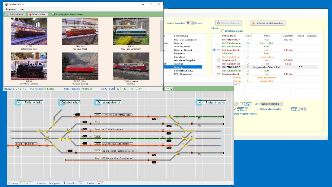 Screenshot: RS-MEBS Modellbahnsteuerung