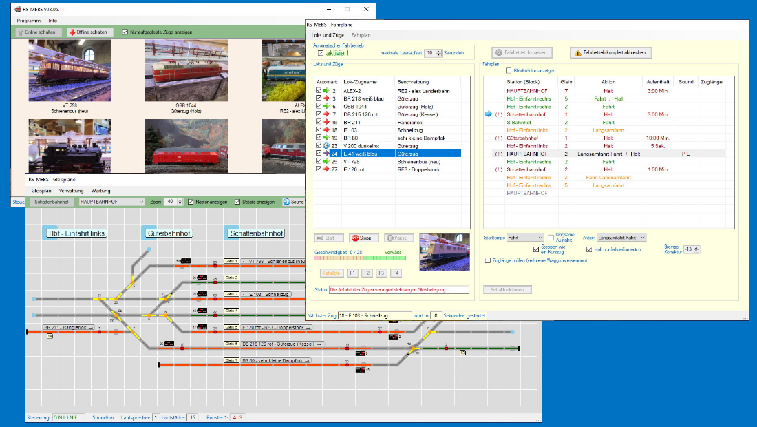 Screenshot: RS-MEBS Modellbahnsteuerung